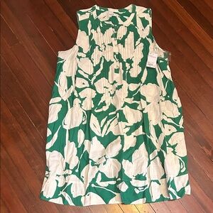 NWT Sonoma Green and White Floral Sleeveless Dress
